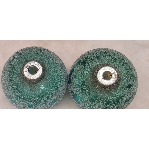 Vintage Shiny Brite Blue Green Ombre Glass Christmas Ornament w Frosted Texture - Picture 4 of 7